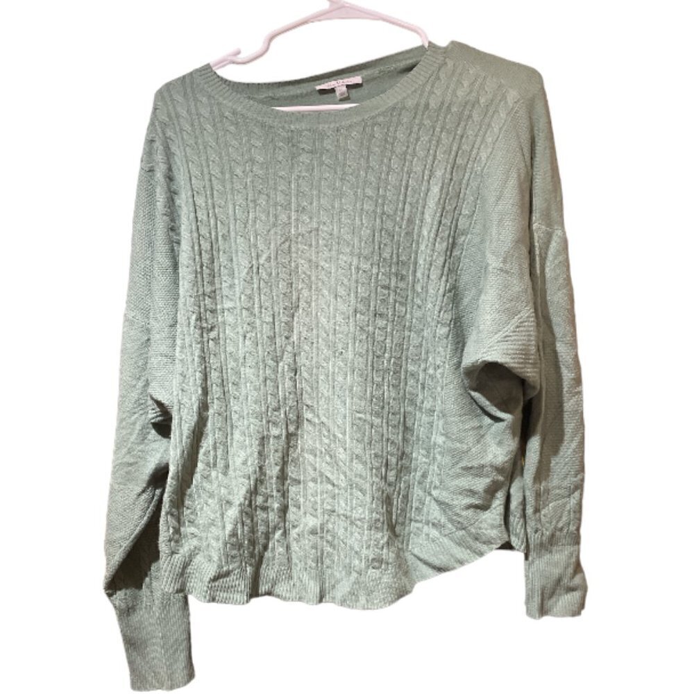 Vila Milano Pullover Green Cable Knit Scoop/Crew Neck Sweater Medium